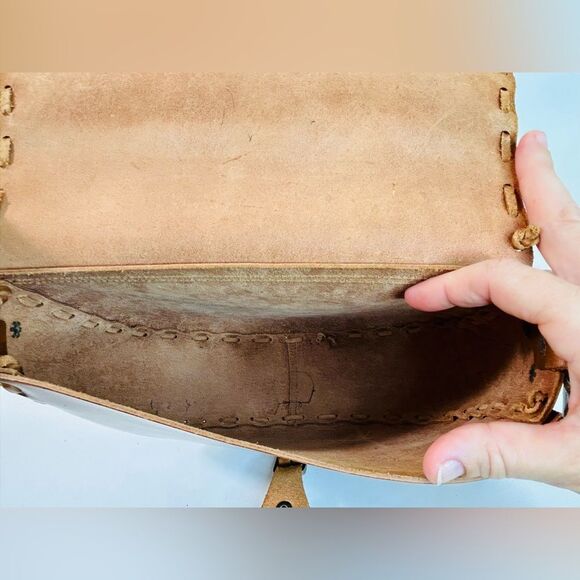 Mid Century 1960’s Brown Leather Hand Woven Saddle Bag EL CALIFORNIANS - Picture 12 of 13